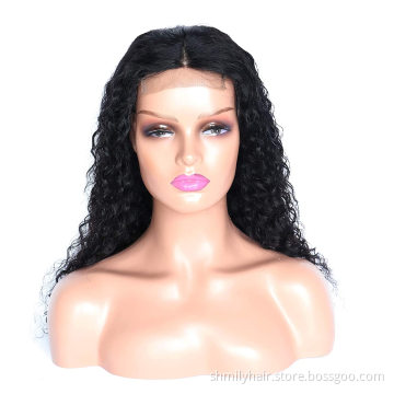 Wholesale Water Wave Virgin Cuticle Aligned Hair 4*4 Closure Lace Front Wig Mink Brazilian Human Hair 4*4 Lace Wigs Water Wave